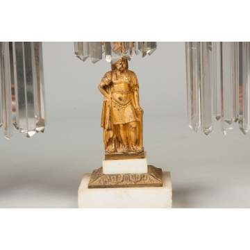 Pair of Gilt Bronze & Marble 3-Arm Giroandoles