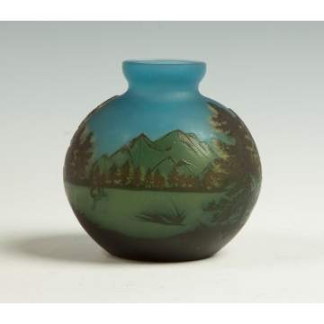 Galle Cameo Vase with Lake Scene