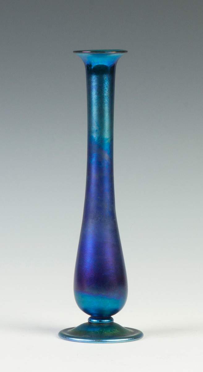 Tiffany Iridescent Blue Bud Vase Cottone Auctions