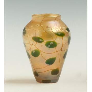 Tiffany Leaf & Vine Vase with Milefiori