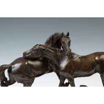 Pierre Jules Mene (French, 1810-1879) "L'Accolade" Bronze Sculpture 