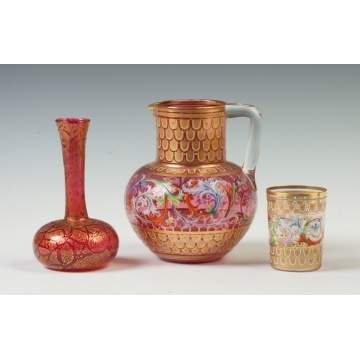 Three Pieces of Bohemian Glass