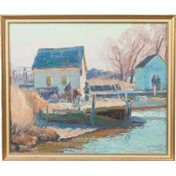 George Renouard (American, 1884-1954) Dock scene