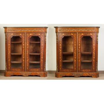 Pair of Inlaid Rosewood & Mahogany Cabinets