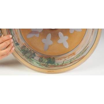 Pairpoint Reverse Painted Lamp, Landscape with Figures