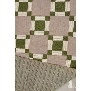 Green & Calico Block Quilt
