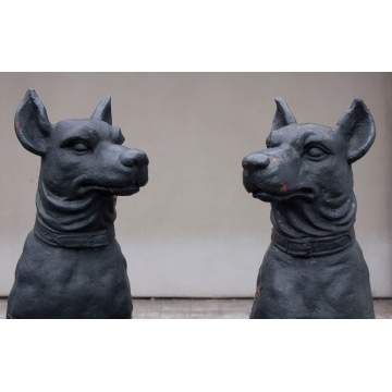 French Cast Iron Seated Hounds
