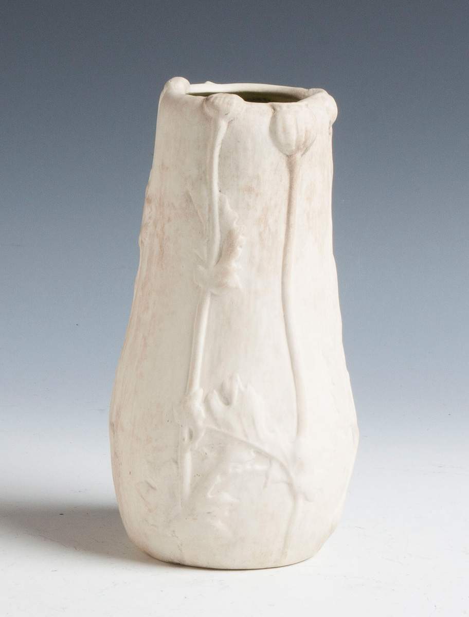 LCT Bisque Pottery Vase with Poppies Cottone Auctions