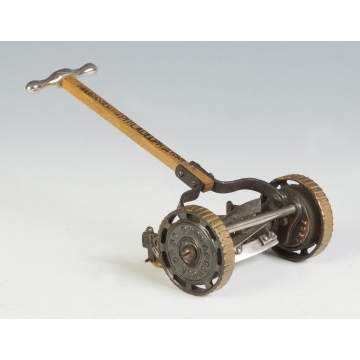 Painted Cast Iron, Nickel Plated Steel & Wood Lawn Mower Salesman Sample