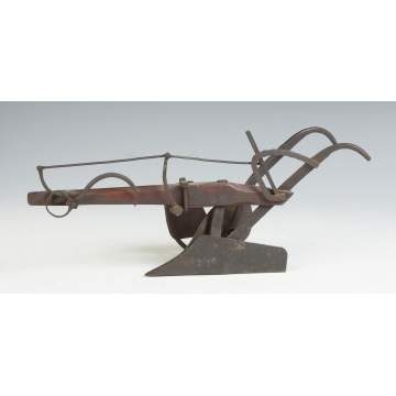 Wrought Iron & Wood Farm Plow Patent Model