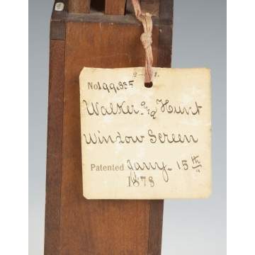 James Walker/Thomas Hunt Window Screen Patent Model