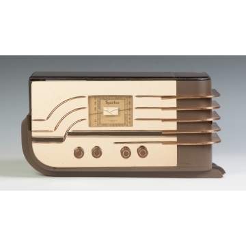 Sparton Glass & Plasticor Bakelite Sled Mirror Radio, Model 558C
