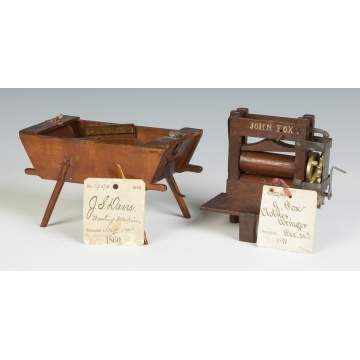 Two Patent Models, Clothes Washer & Wringer