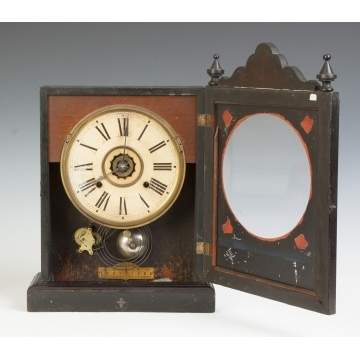 Unusual Ansonia Ebonized East Lake Victorian Shelf Clock