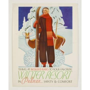 Two Winter Resort in Pullman Vintage Travel Posters