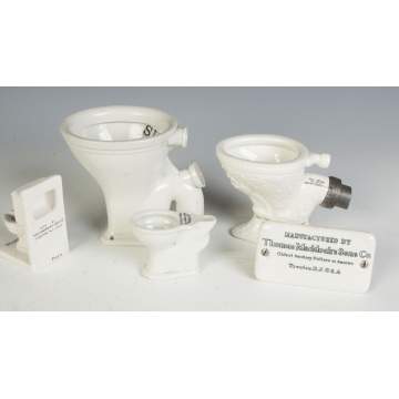 Group of Salesman Sample Toilets & Advertising Plaque