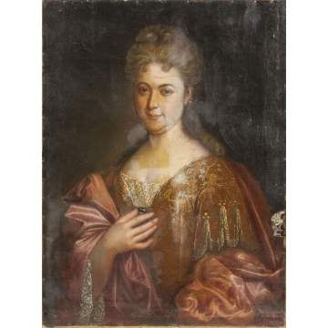 Early portrait of a woman in satin dress