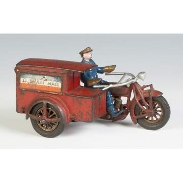 Hubley US Airmail Motorcycle Cast Iron Toy