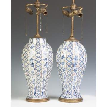 Pair of Porcelain & Brass Lamp Bases