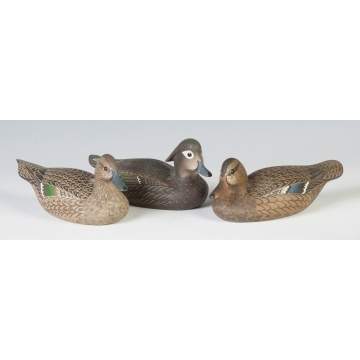 Cranmer, 3 Carved & Painted Miniature Duck Decoys