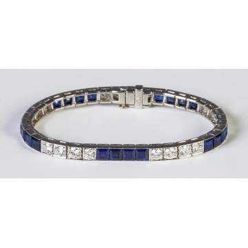 Platinum, Diamond & Sapphire Bracelet