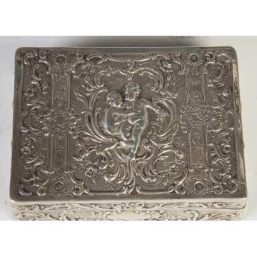 Victorian Repousse Silver Covered Box w/Cherubs