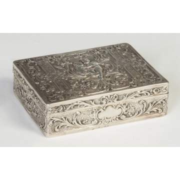 Victorian Repousse Silver Covered Box w/Cherubs