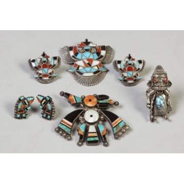 Group of Various Zuni Silver & Turquoise Jewelry