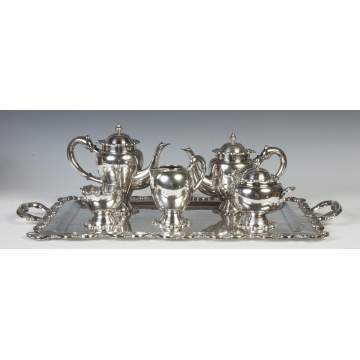 Sterling Silver Five Piece Tea & Coffee Set with Tray