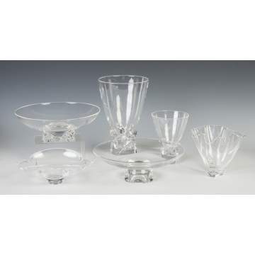 Group of Five Steuben Crystal Table Items