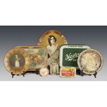 Group of Eight Vintage Advertising Trays