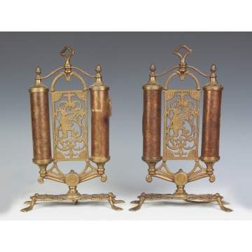 Pair of Patinated Metal Mica Art Deco Lamps