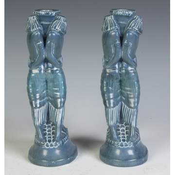 Pair of Rookwood Figural Candlesticks