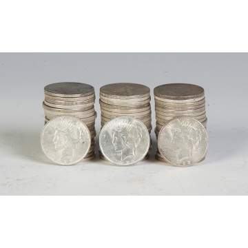 Sixty 1920's Peace Silver Dollars
