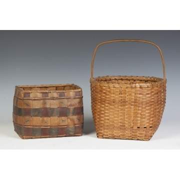 Native American Potato Stamped Basket & Split Woven Basket