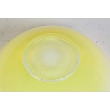 Unusual Signed Steuben Yellow Opalescent Bowl