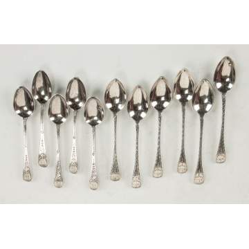 Two Sets of Coin Silver Teaspoons