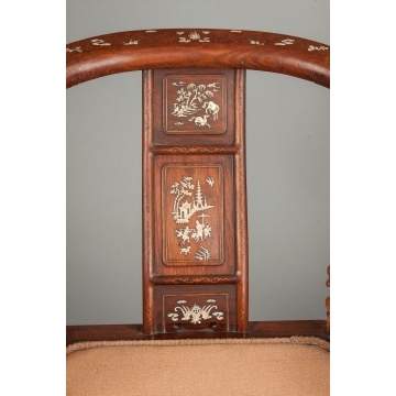 Chinese Carved Hardwood Chairs (Ox yolk back)