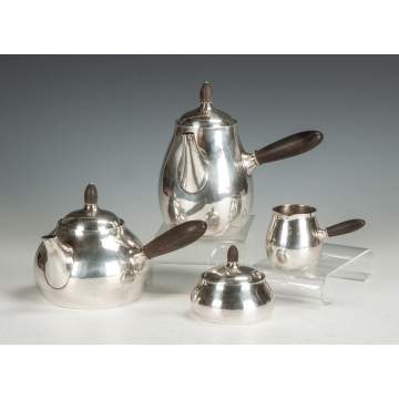 George Jensen Four Piece Tea Set with Ebony Handles