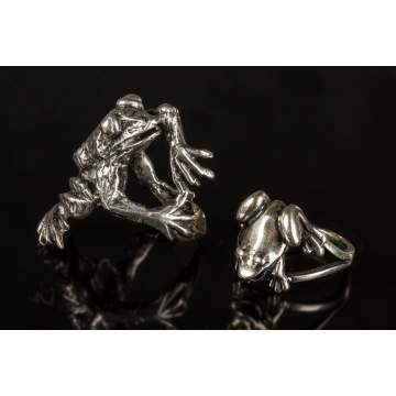Two Sterling Silver Frog Rings