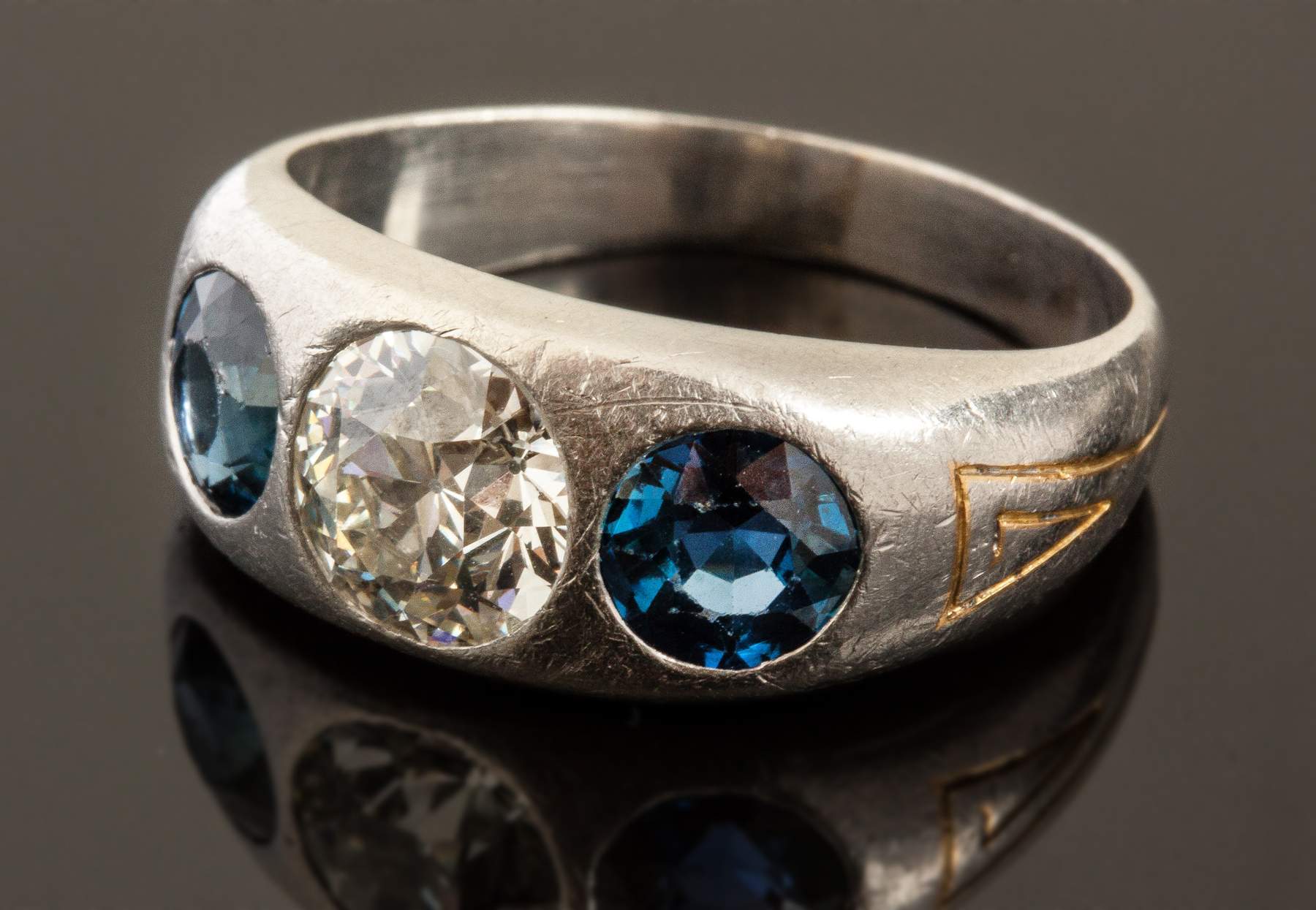 Bead Set Diamond Wishbone Platinum Ring - Wedding & Eternity Rings