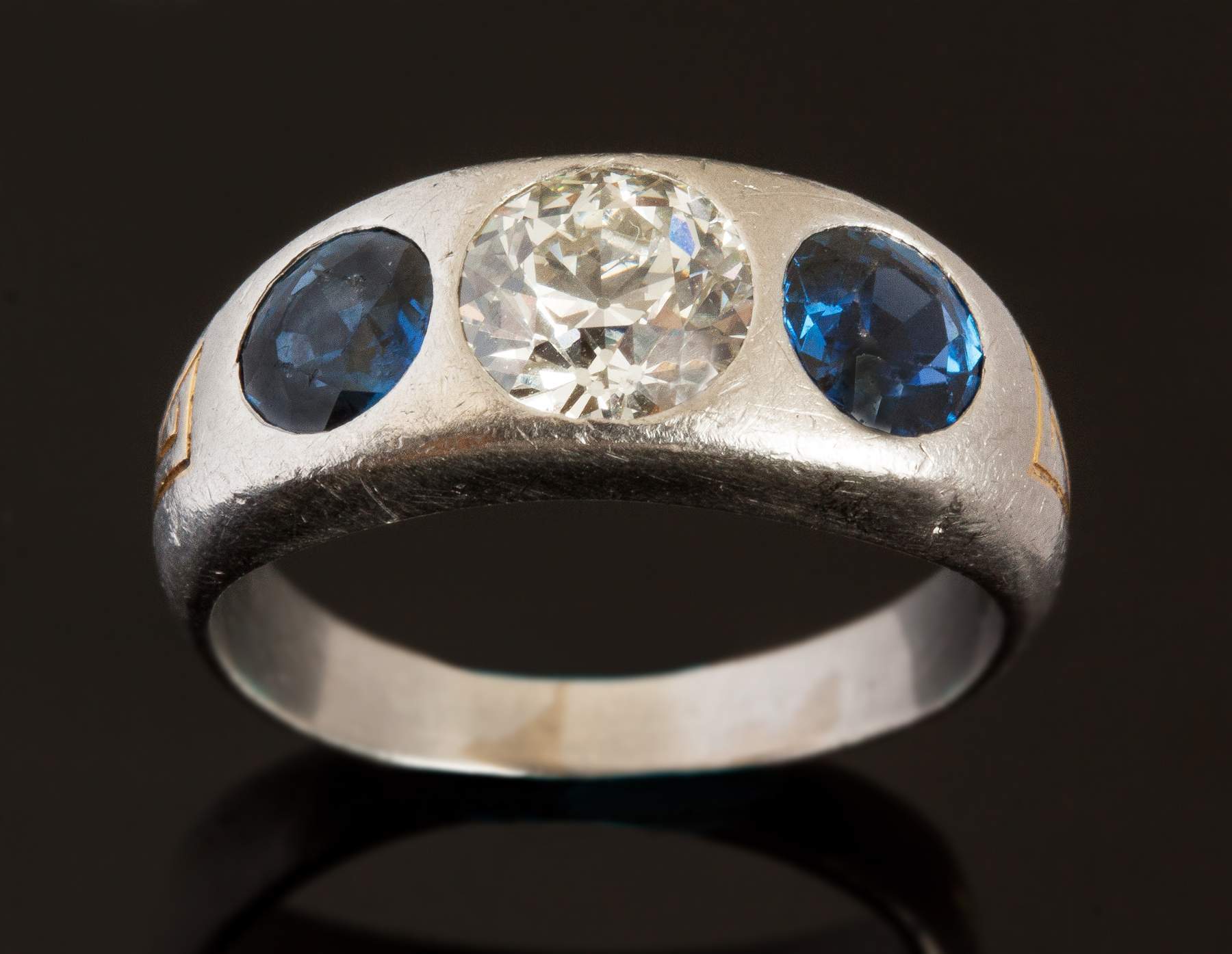 Men's Vintage Platinum, Diamond & Sapphire Ring Cottone Auctions
