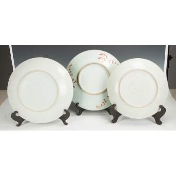 Three Early Chinese Export Decorated Porcelain Chargers