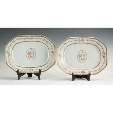 Pair of Early Chinese Export Armorial Porcelain Platters