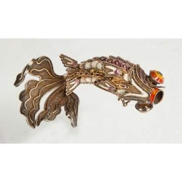 Silver & Enameled Articulated Fish
