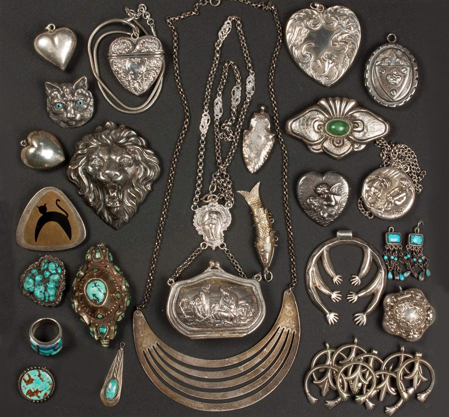 Group of Vintage Silver & Turquoise Jewelry Cottone Auctions