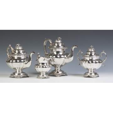 Jones, Lows & Ball, Boston, MA, Coin Silver Four Piece Tea Set
