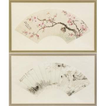 Two Chinese Watercolor Fans