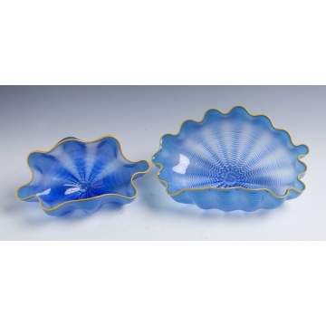 Dale Chihuly (American, B 1941) Azure Seafoam Pair