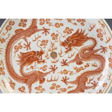 Chinese Iron Red & Gilt Dragon Charger 